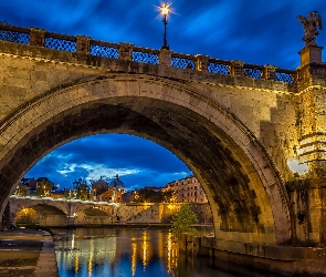 Rzeka, Most Sant Angelo, Włochy, Watykan, Rzym, Bazylika