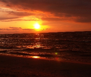 Zachód Słońca, Morze, Plaża