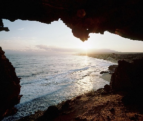 Jaskinia, Słońca, Promienie, Morze