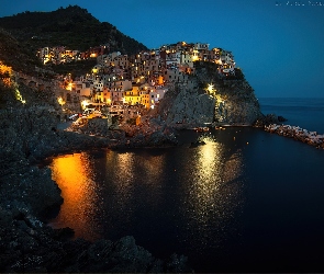 Manarola, Noc, Wybrzeże, Włochy