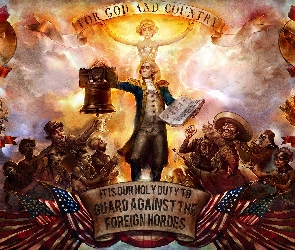 Ludzie, Napis, Bioshock Infinite, Wstęga