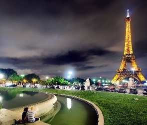 Widok, Francja, Eiffla, Paryż, Wieża