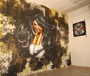 Kobieta, Mural, Street art