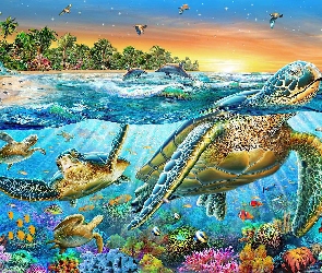 Żółwie, Morze