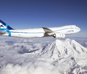 Chmury, Góry, Boeing, 747