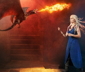 Gra o Tron, Smok, Emilia Clarke - Daenerys Targaryen, Game of Thrones