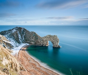 Łuk wapienny Durdle Door, Skała, Hrabstwo Dorse, Anglia, Wybrzeże Jurajskie, Morze