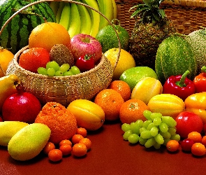 Koszyk, Warzywa, Różne, Owoce