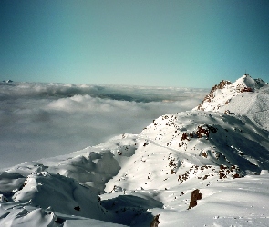 Chmury, Śnieg, Góry, Zima