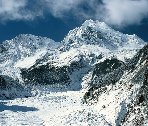 Zima, Las, Góry, Chmury