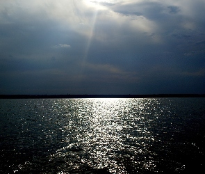 Jezioro, Słońca, Promienie