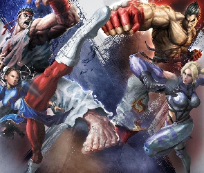 Ryu, Kazuya Mishima, Nina Williams, Chun-Li, Street Fighter X Tekken