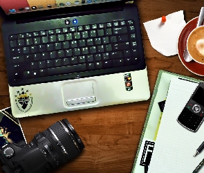 Kawa, Telefon, Laptop, Aparat