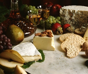 Sery, Owoce, Kieliszki, Wino, Różne
