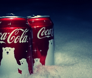Śnieg, Cola, Puszki, Coca