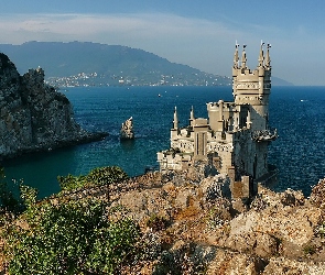 Morze Czarne, Skała, Półwysep Aj-Todor, Zamek Jaskółcze Gniazdo, Krym, Ukraina