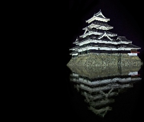 Nocą, Budowla, Symboliczna, Japonia, Matsumoto Castle