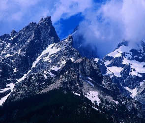 Chmury, Szczyty, Góry, Ośnieżone