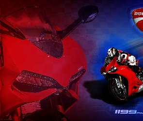 Motocyklista., Logo, Ducati 1199 Panigale, Czerwony