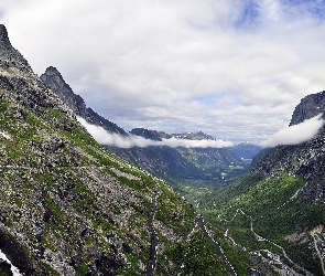 Norwegia, Chmury, Góry, Droga