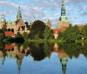 Dania, Drzewa, Frederiksborg Castle, Jezioro, Zamek w Hillerod