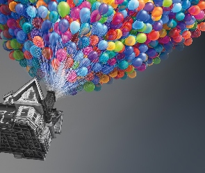 Kolorowe, Balony, Dom