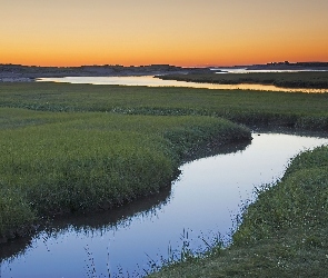 Zakola, Zachód Słońca, Trawy, Rzeki