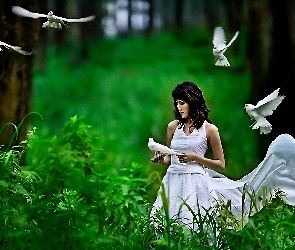Kobieta, Natura, Ptaki