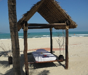 Piasek, Leżanka, Plaża, Morze