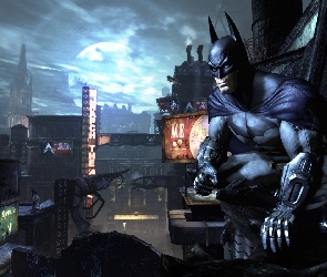 Noc, Budynki, Batman, Dachy