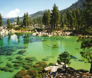 Kalifornia, Tahoe, Kamienie, Jezioro, Góry, Las