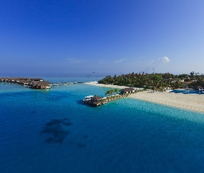 Na, Domy, Malediwy, Ocean, Plaża, Wyspa, Palach