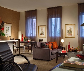 Książki, Stolik, Telewizor, Okna, Kanapa, Pokój, Fotel