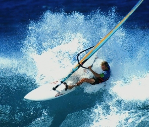 Windsurfing, fala, żagiel , morze, deska