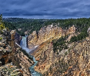 Las, Kanion, Wodospad, Rzeka, Góry