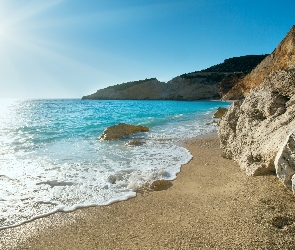 Morze, Słońca, Wybrzeże, Promienie, Plaża