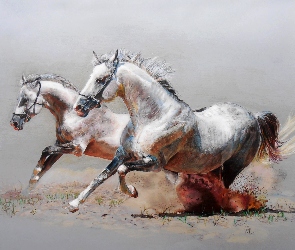 Konie, Galop, Obraz