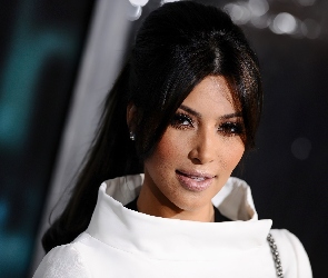 Brunetka, Modelka, Płaszczyk, Biały, Kim Kardashian