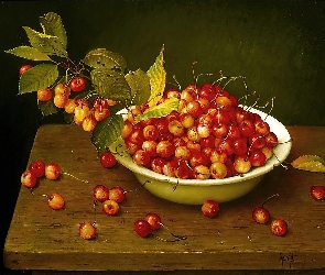 Stół, Półmisek, Czereśnie
