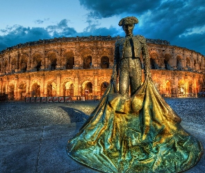 Francja, Nimes, Torreador, Rzeźba, Ruiny, Arena Gladiatorów