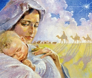 Święta, Maryja, Mały, Jezus