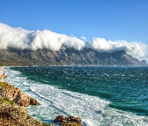 Góry, Południowa Afryka, Kogel Bay, Chmury, Morze