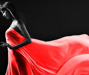 Kobieta, Sukienka, Czerwona