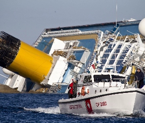 Costa Concordia, Przybrzeżna, Straż, Motorówka, Wycieczkowiec