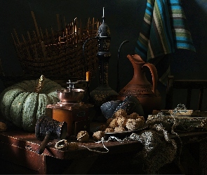 Naczynia, Stare, Dynia, Orzechy