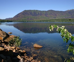 Jezioro, Kamienisty, Montana, Góry, Donald, Brzeg