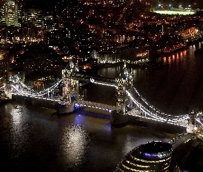 Oświetlony, Londyn, Tower Bridge, Most