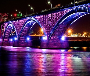 Oświetlony, Noc, Most