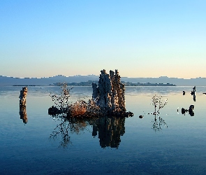 Jezioro, Kalifornia, Mono Lake, Skały