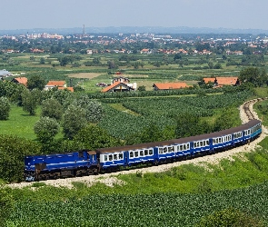 Pola, Miasta, Panorama, Łąki, Pociąg